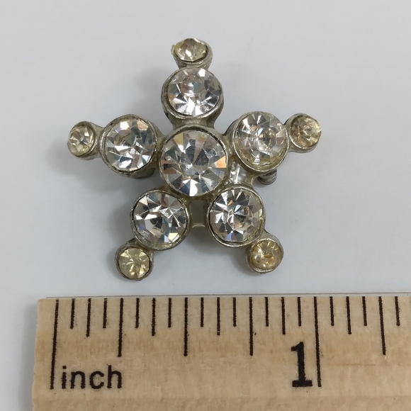 Rhinestone Scatter Pin Star Silver Tone Vintage 1950's MCM - Picture 3 of 6